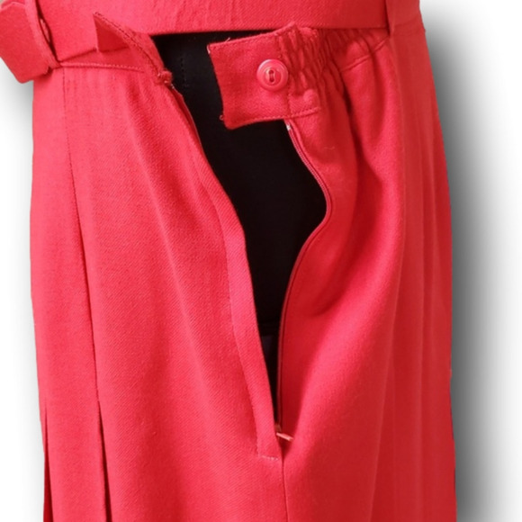 Vintage Red Wool Pleated A-Line Skirt by Antels MXM, Size 34 - Picture 8 of 16